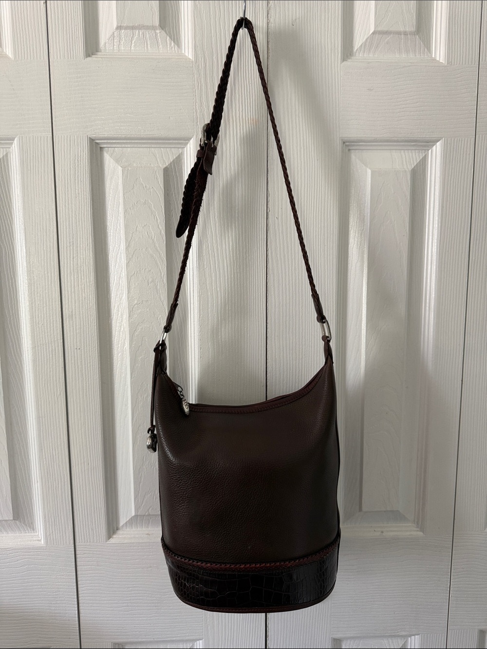 Vintage Brighton Dark Brown Leather Bucket Shoulder Bag